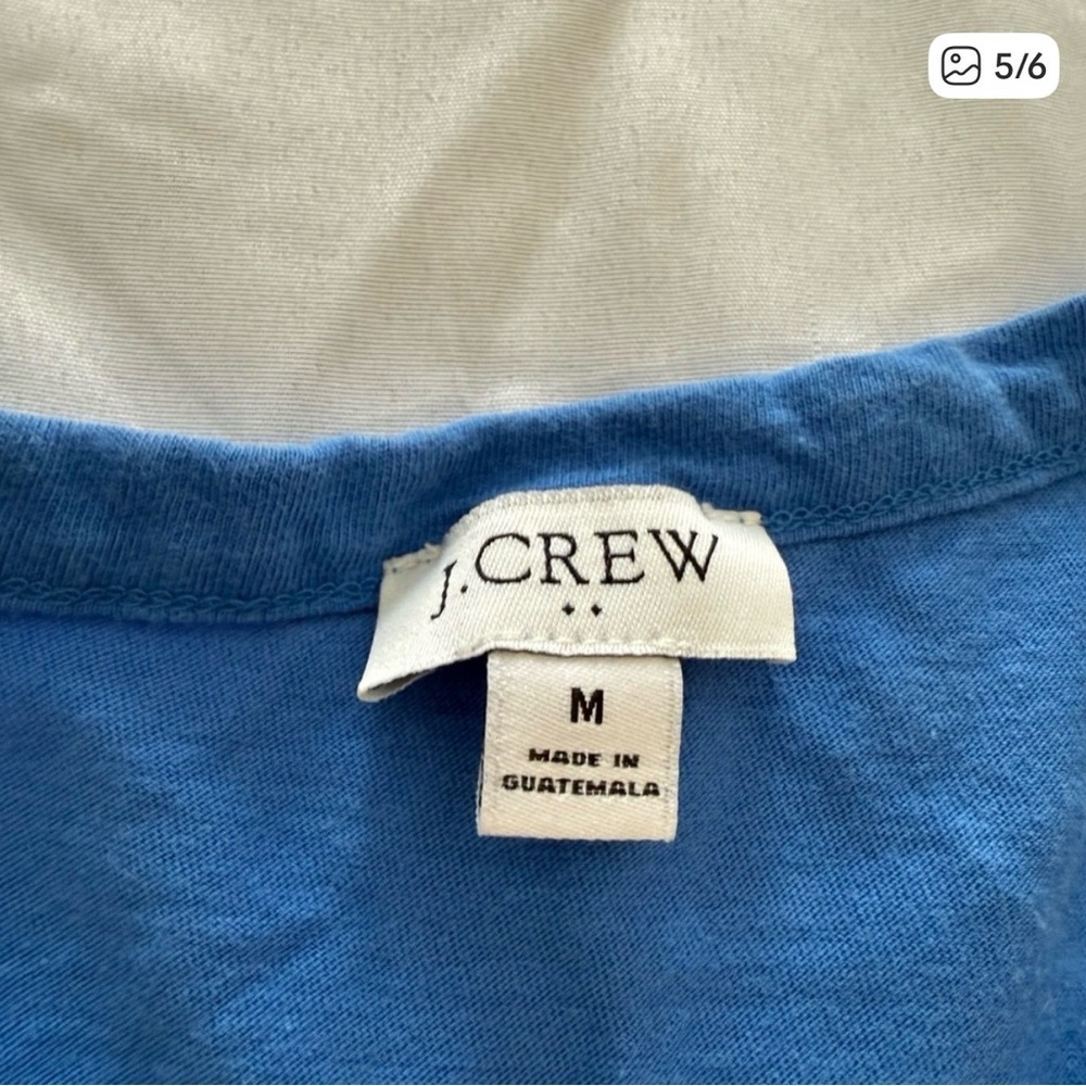 J. Crew Blue Short Sleeve Tiered Dress - Picture 5 of 6
